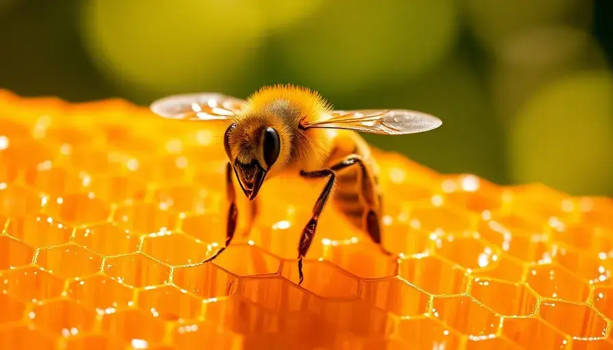 Bee on honeycomb